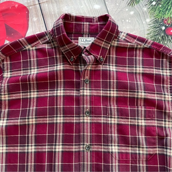 LL Bean 100% Cotton Flannel Plaid Buttondown Shirt - Picture 8 of 8
